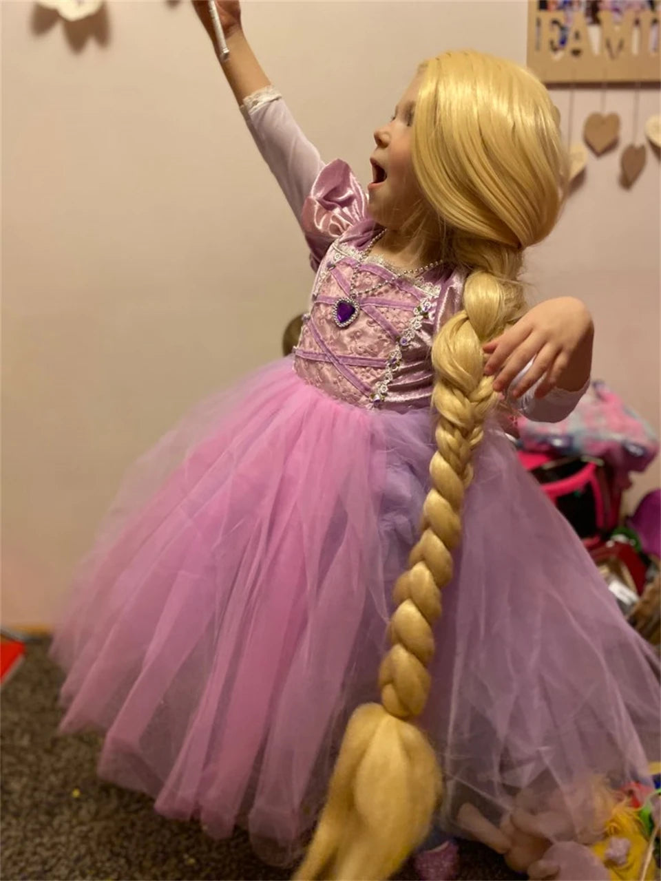 Girl's Princess Wigs Halloween Costumes Rapunzel Disguised Little Mermaid Elsa Aurora Snow White