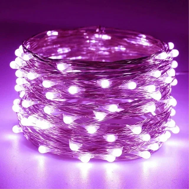 1m-30m Copper Wire LED String Light 8 Colours Fairy Lights Battery Powered