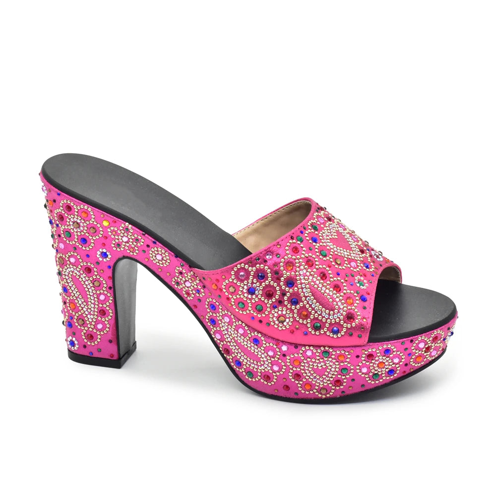 Paisley Summer Open Toe Platform High Heel Slides Shoes Comfortable Wedge Sandals