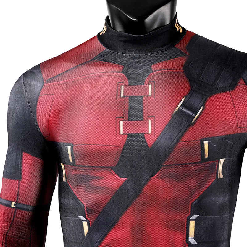 Deadpool Costume Kids Superhero Child Cosplay Halloween Costume Swords Kids Jumpsuit