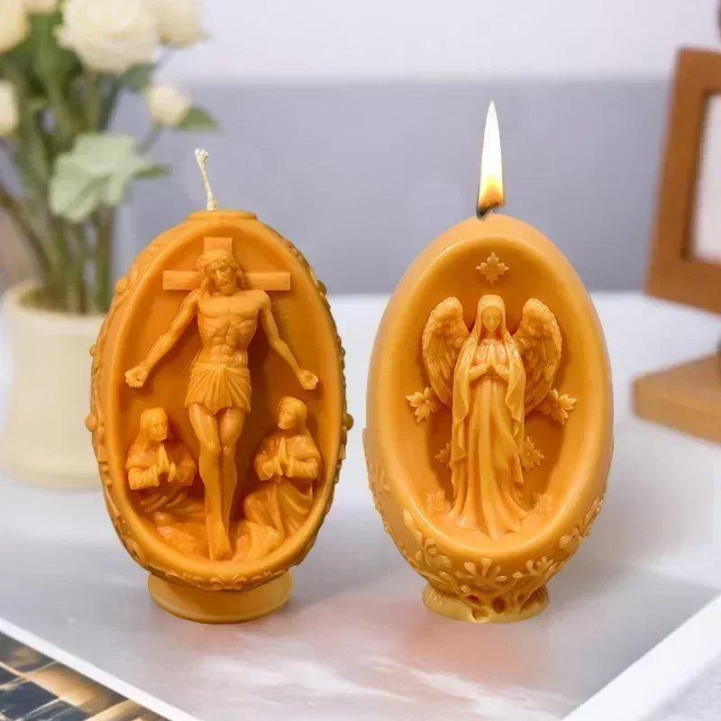 3D Easter Rabbit Relief Egg Silicone Mould Resin Candle Soap Plaster DIY Crafts