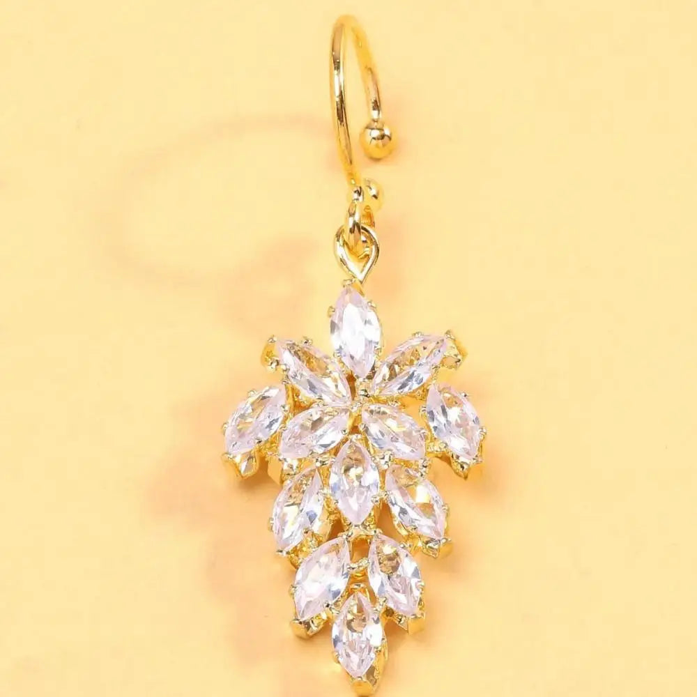 Leaf Charm Lip Ring Zircon Non Piercing Face Jewellery Labret Cuff
