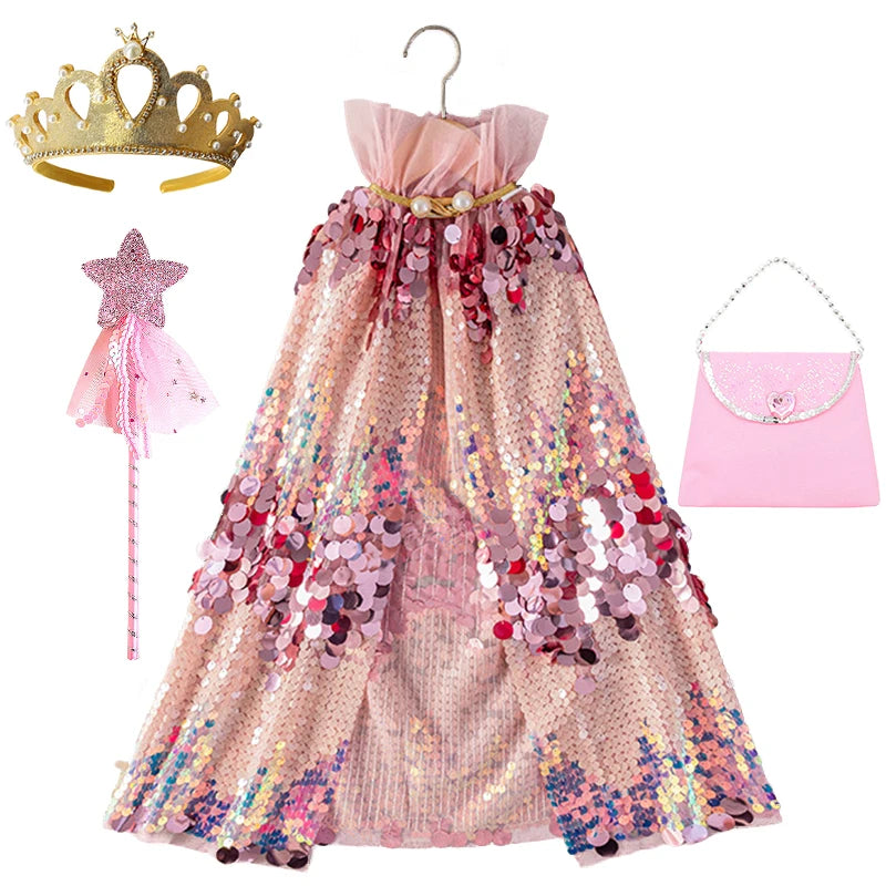 Shiny Rainbow Sequin Cloak Halloween Children's Dress Up Cape