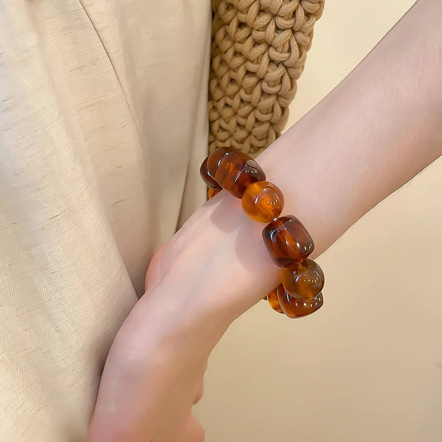 Acrylic Irregular Square Round Beaded Bracelet Vintage Reproduction