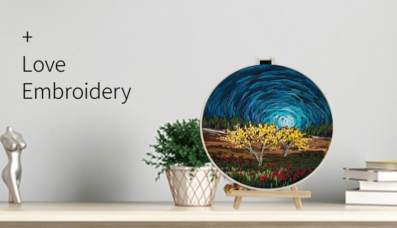 DIY Floral Landscapes Beginner Embroidery Set With Hoop DIY Craft Kits