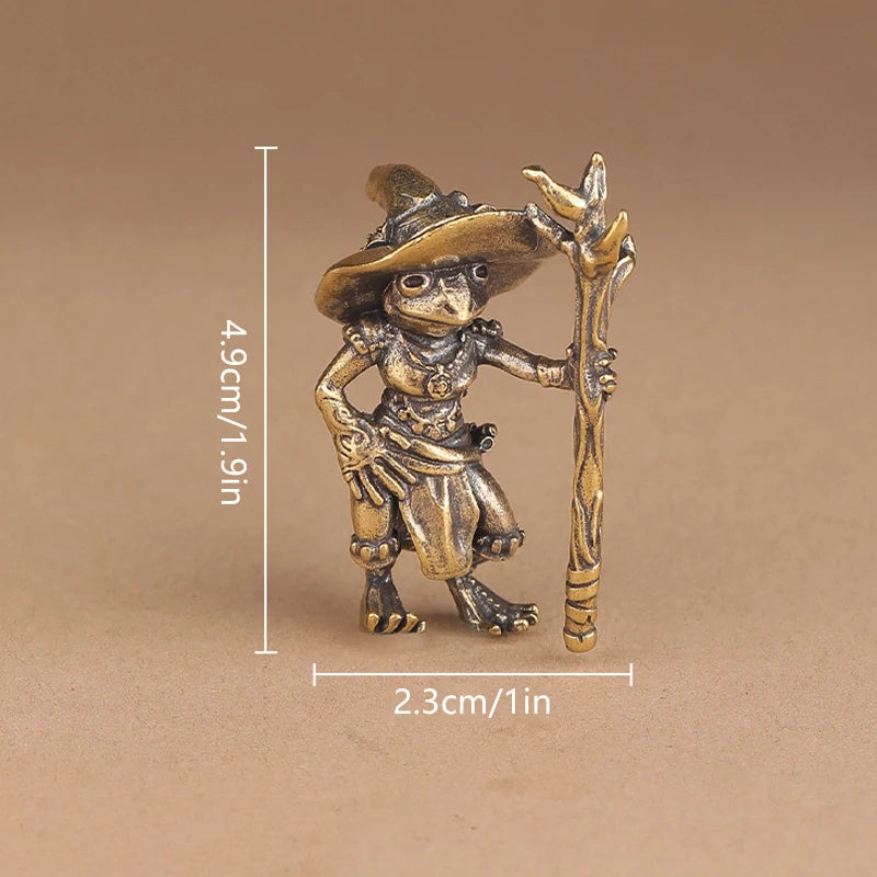 Brass Frog Wizard Statue Desktop Ornament