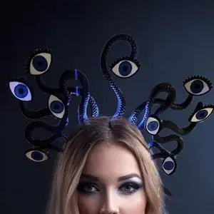 Surreal Evil Eye Snake Crown Light Up Rave Headpiece Halloween Costume