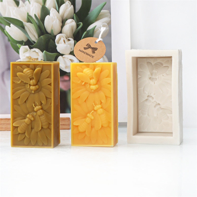 Bee Flower Silicone Mould DIY Soap Resin Baking Plaster Candle Making Moulds