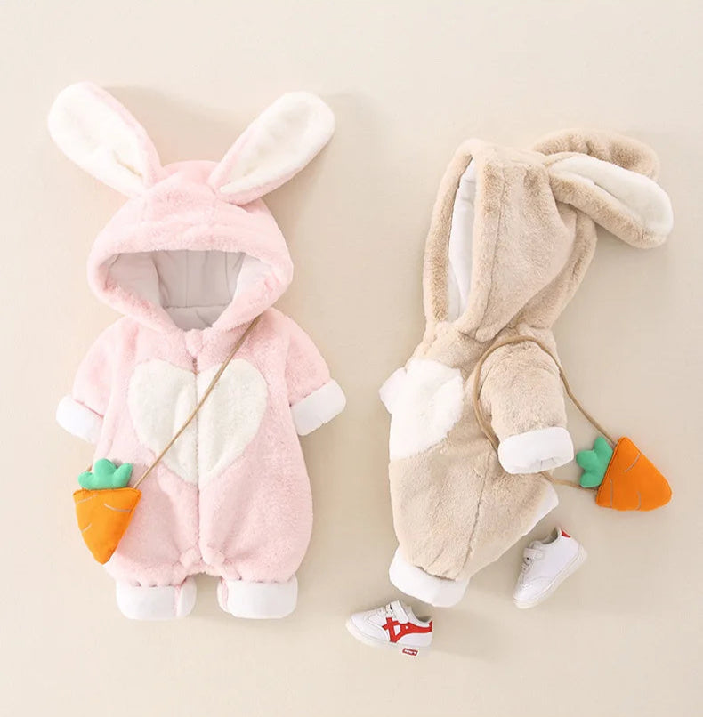 Easter Bunny Baby Toddler Rompers with Carrot Bag