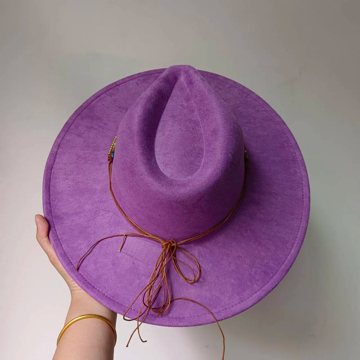 Faux Suede 10cm Wide Brim Fedora Hats