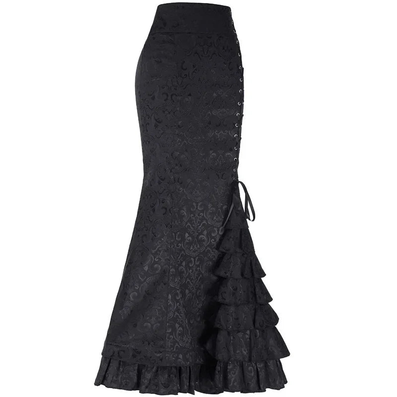 Gothic Long Steampunk Trumpet Skirts