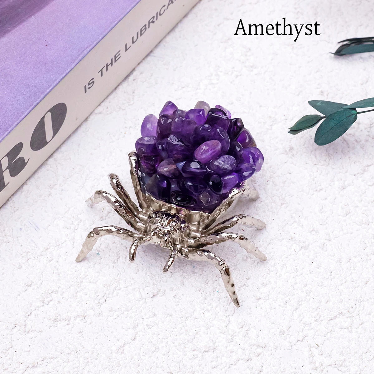 1pc Natural Crystal Spider Animal Desk Decor