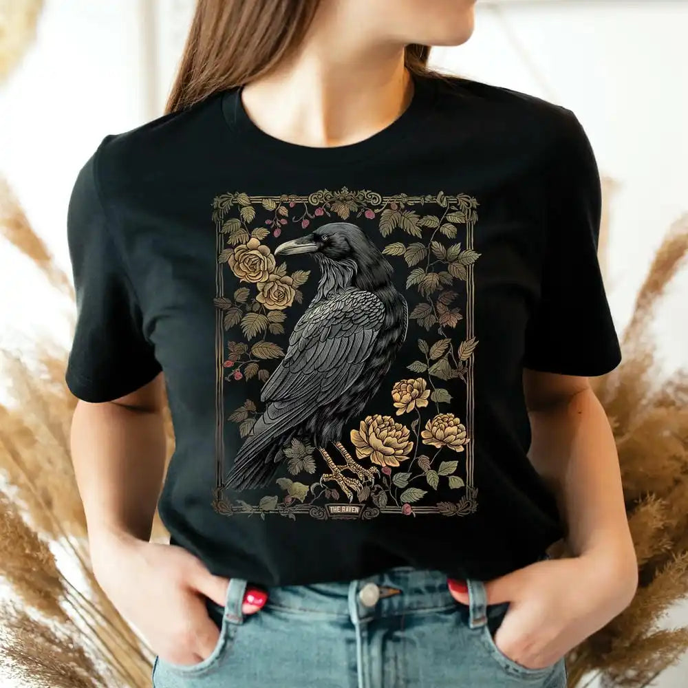 Raven T-Shirts Goblincore Gothic Witchy Dark Academia Tee