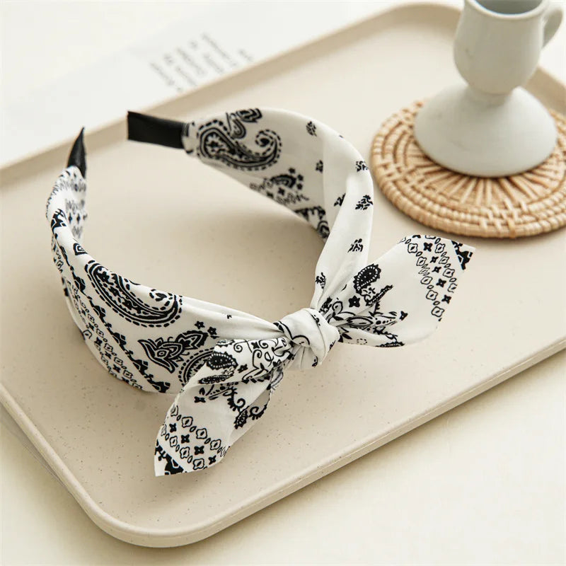 Paisley Bandana Top Knot Bow Headbands