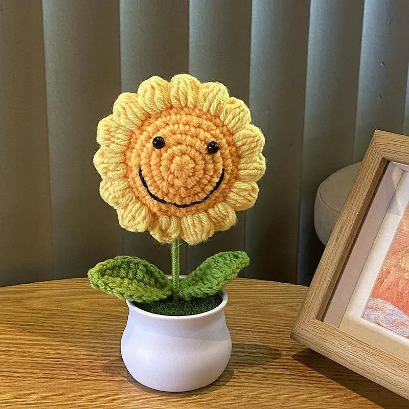 Crochet Sunflower Flowers Potted Desk Ornaments