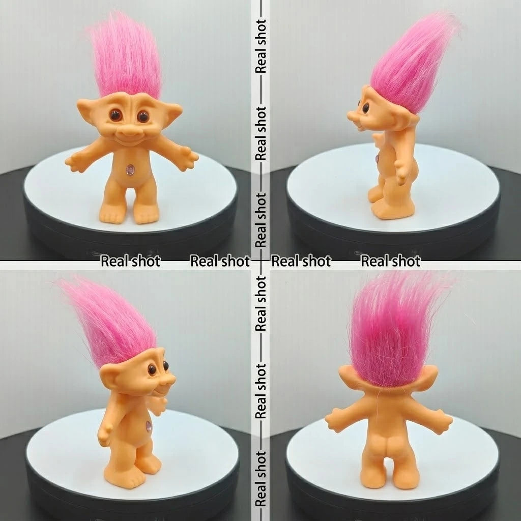Vintage 6pcs Troll Doll Set With Gem Belly Mini Pvc Classic Dolls Retro Toy For Collection & Kids' Gift