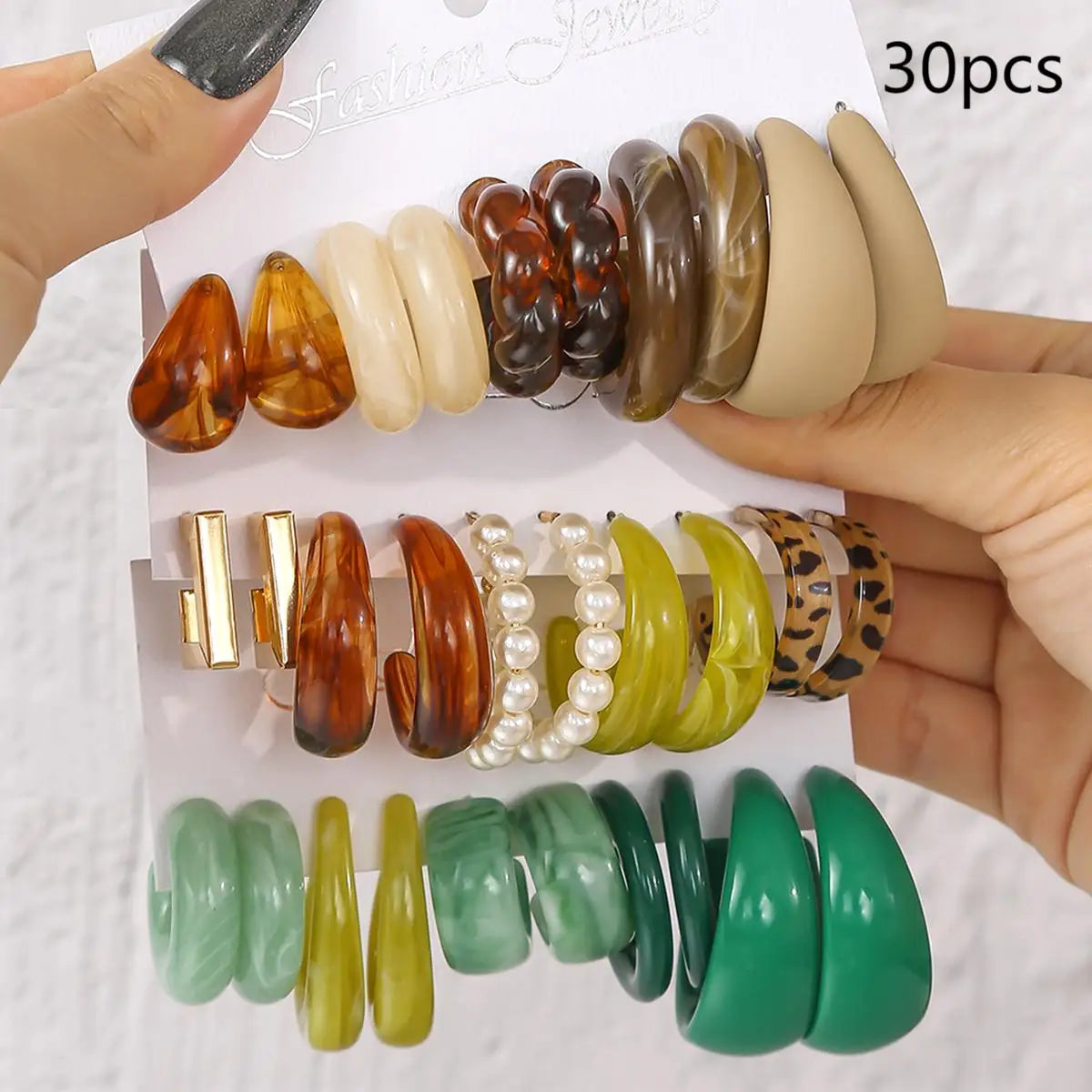 Sets of Vintage Style Multi-colour Hoop Earrings Set Water Drop C-shaped Designs