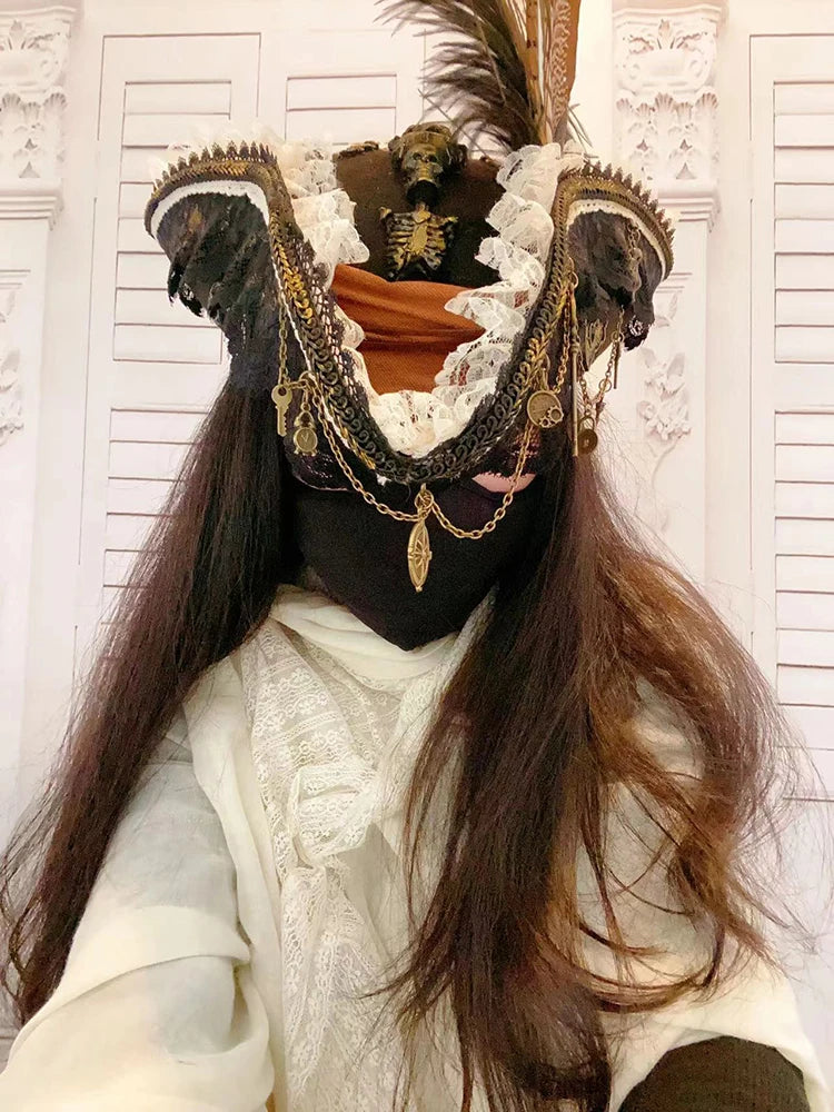 Pirate Hats Vintage Skull Feather Triangle Hats Halloween CosPlay Pirate Top Hat