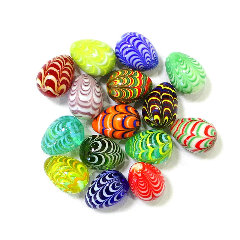 Five Handmade Murano Glass Easter Egg Shape Ornaments