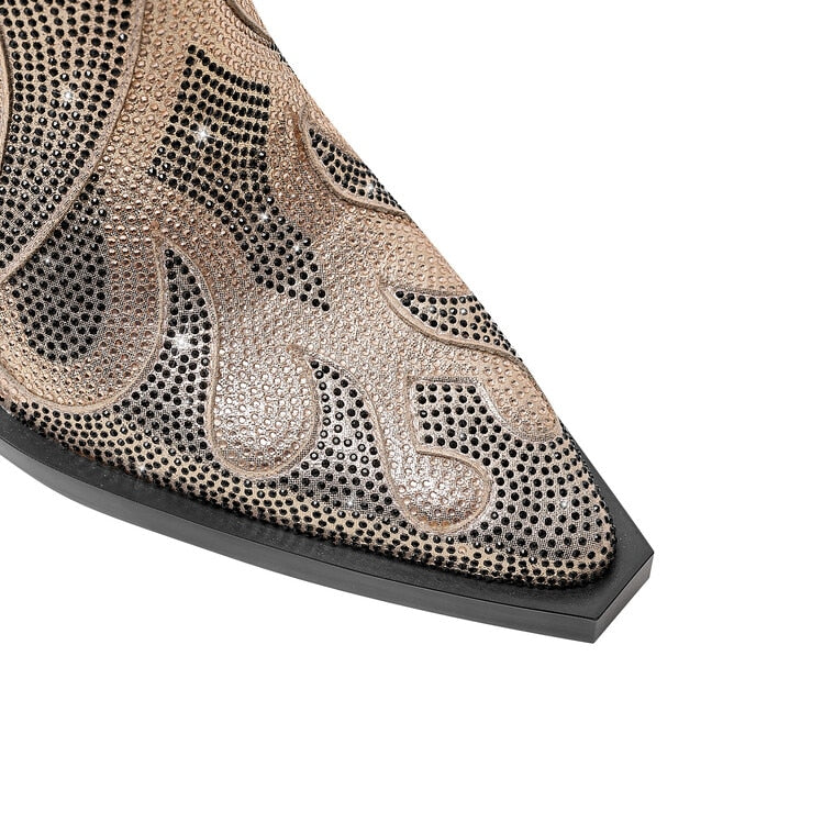 Flamin' Awesome Rhinestone Ankle Boots