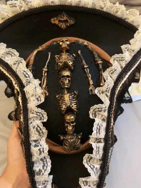 Pirate Hats Vintage Skull Feather Triangle Hats Halloween CosPlay Pirate Top Hat