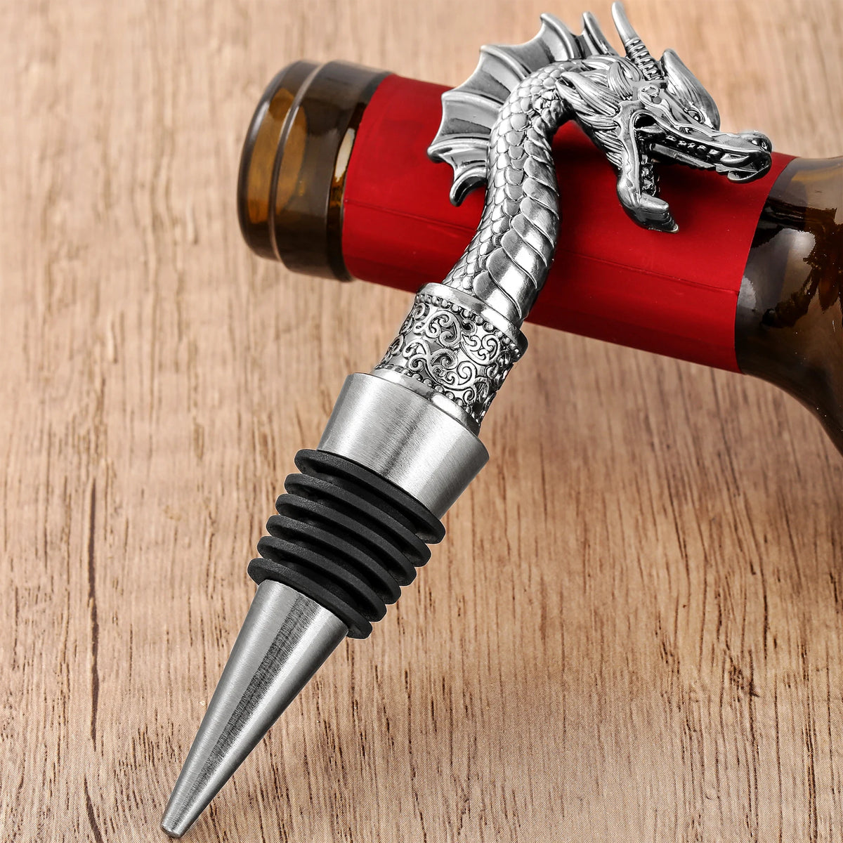 2-in-1 Dragon Head Wine Stopper and Bottle Opener Home Bar Bottle Saver Gift Idea
