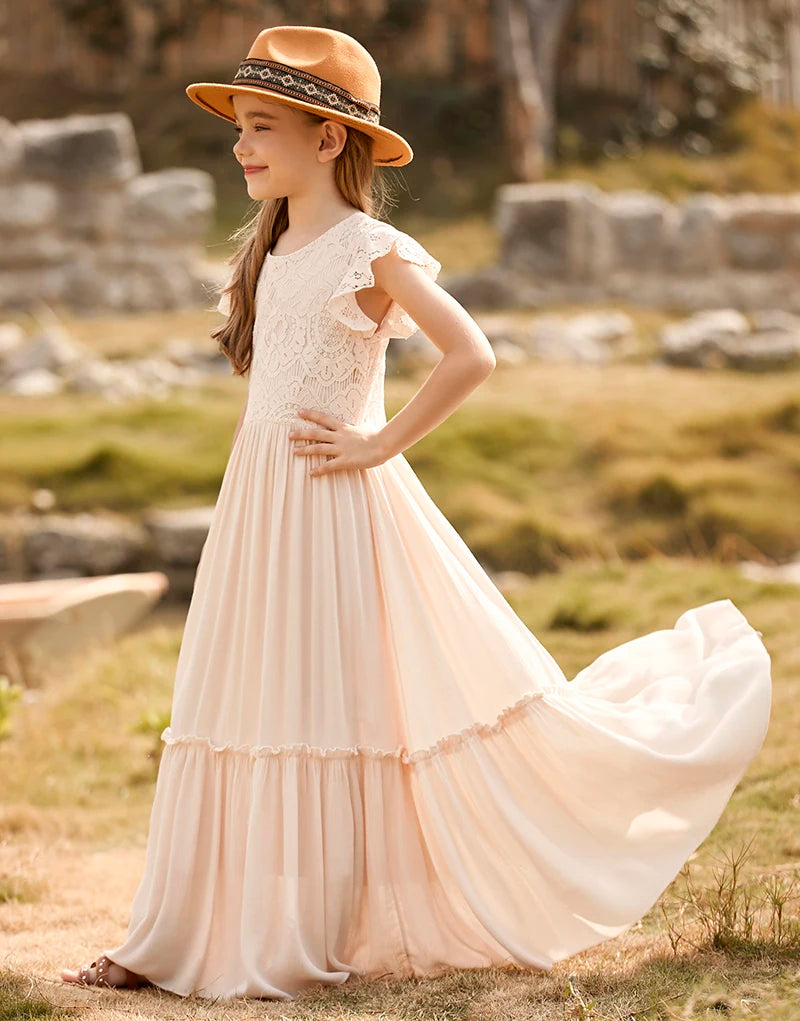 Flower Girls Lace Maxi Photo Shoot Dress