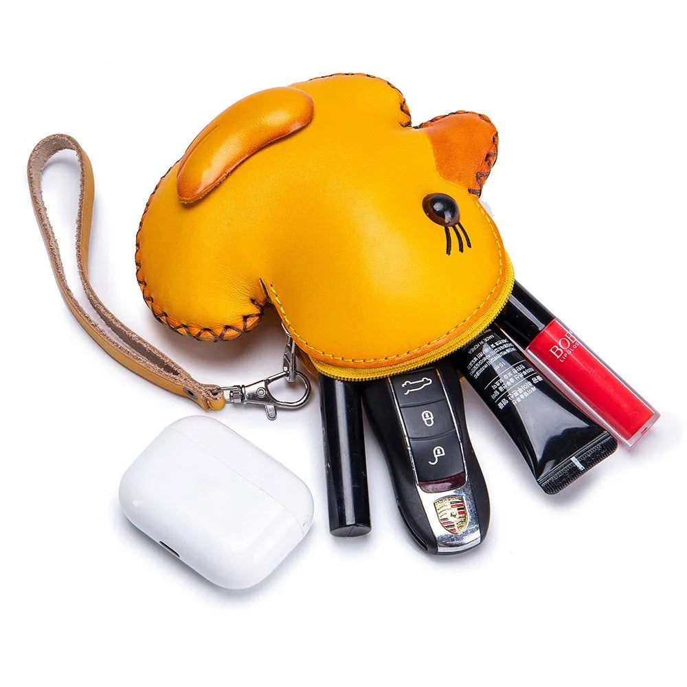 Genuine Leather Cute Coin Purses Handmade Animal Mini Cases