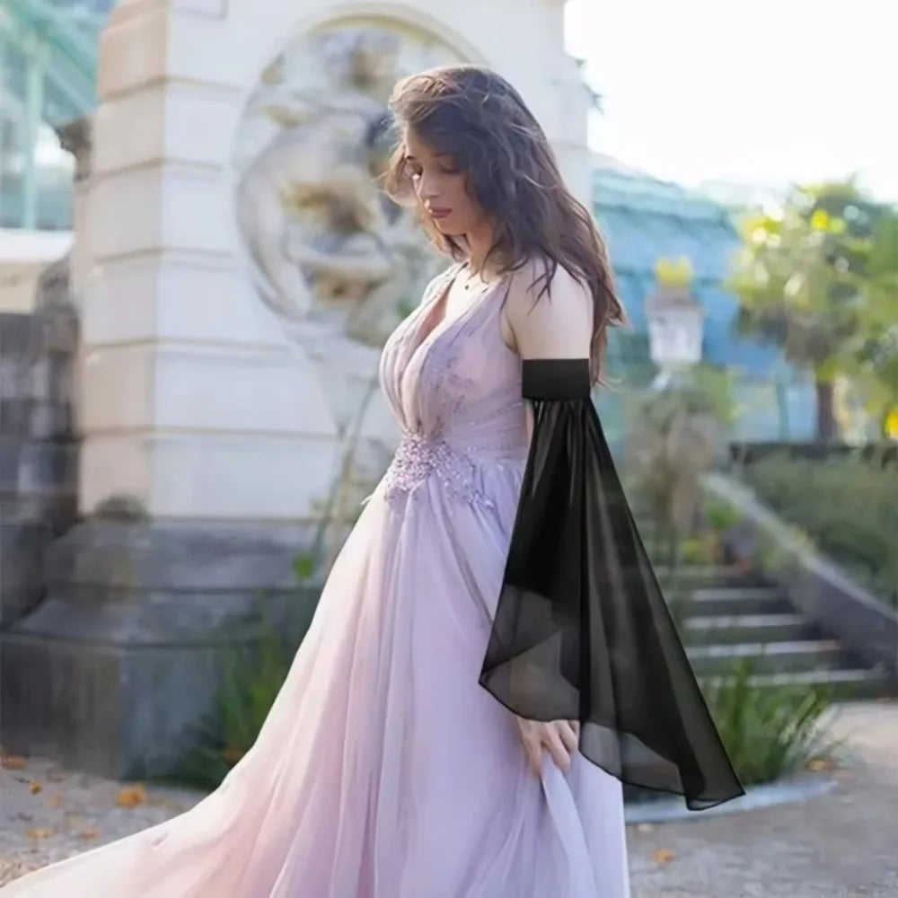 Long Tulle Detachable Sleeves