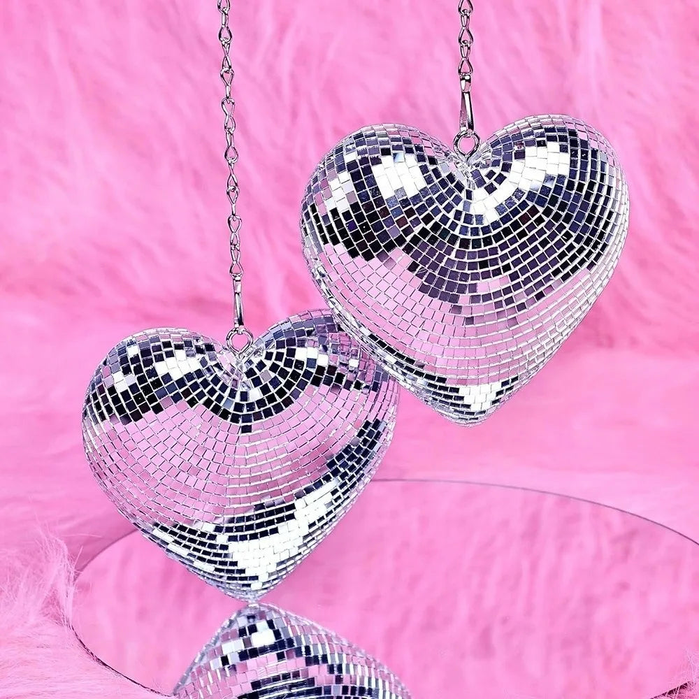Heart-Shaped Disco Mirror Ball Decorations