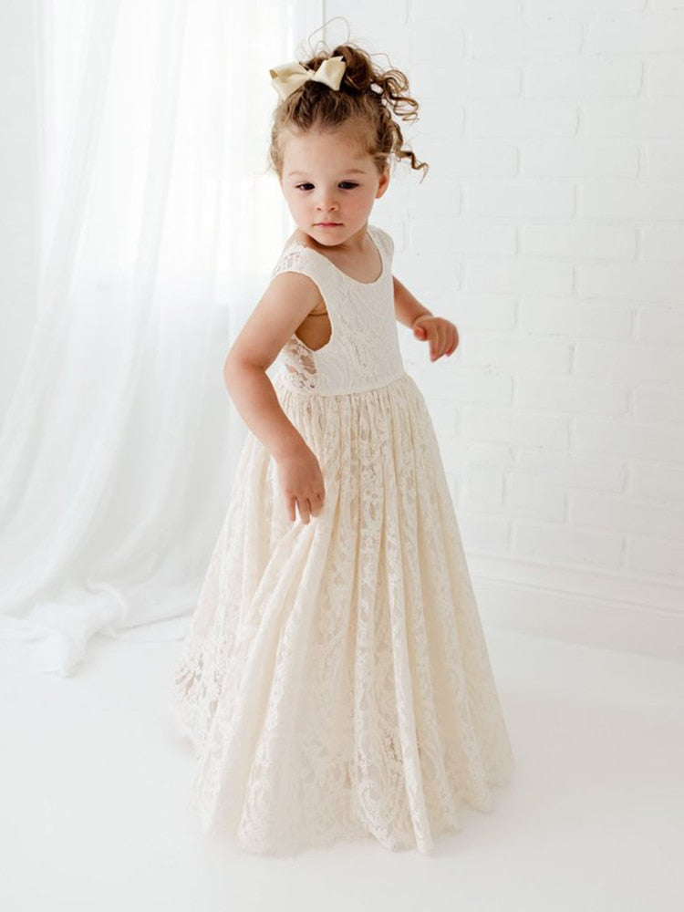 Girls Lace Bohemian Long Photoshoot Dresses