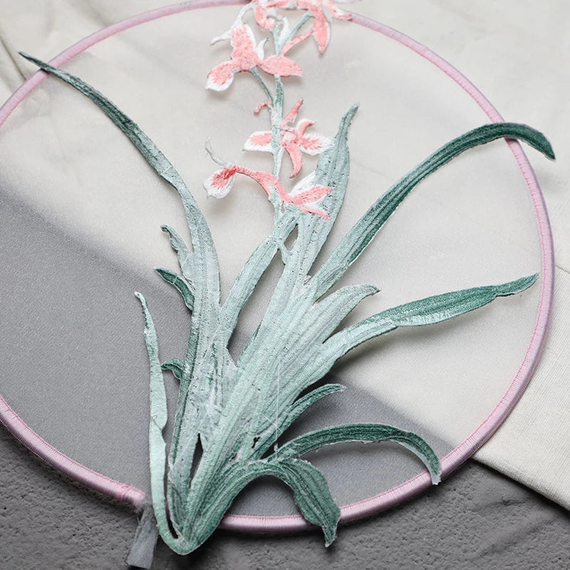 Orchid Flower Iron on Applique Floral Patch DIY Craft 19 X 24.5CM