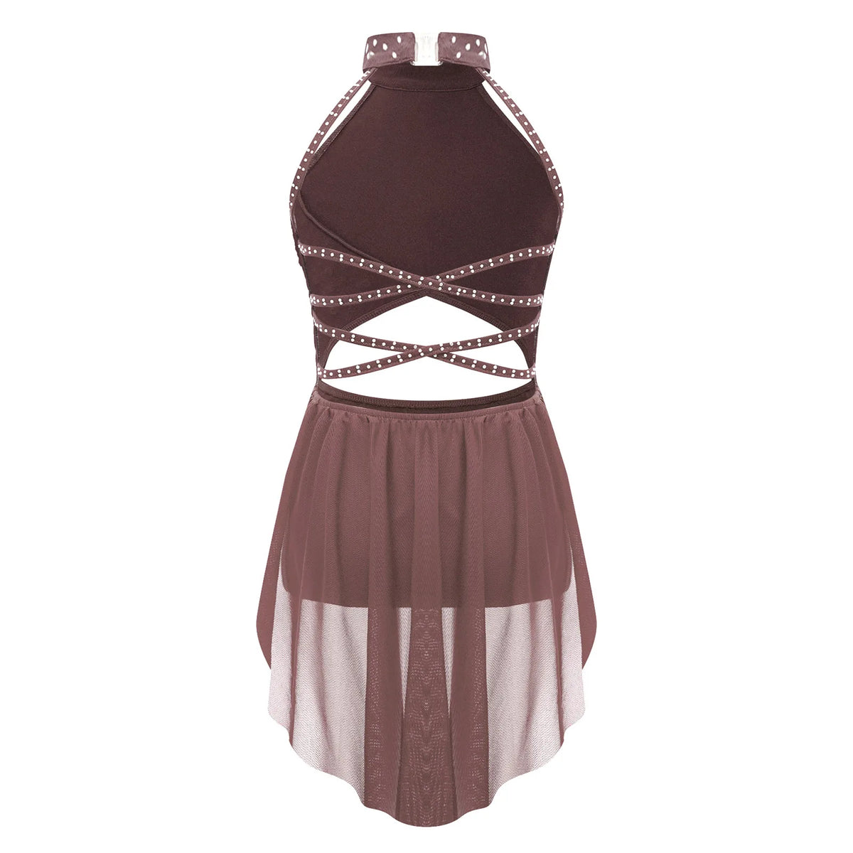 Girls Dance Performance Rhinestone Fringed Dress Figure Ice Skating Dancewear