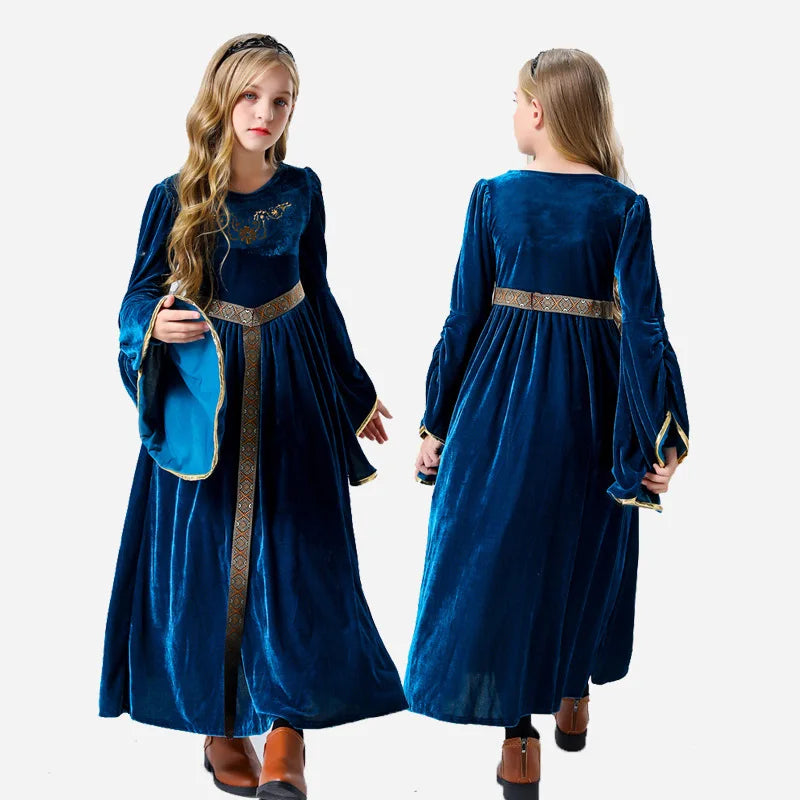 Girls Medieval Court Velvet Gowns Cosplay Costume