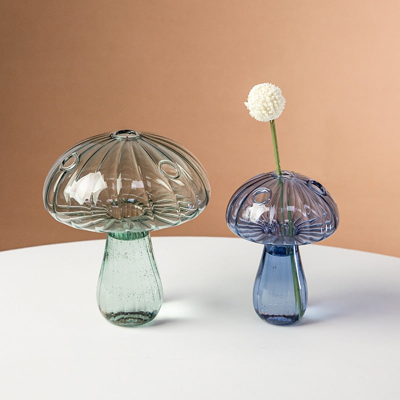 Mushroom Glass Vase Plant Hydroponic Terrarium Vase