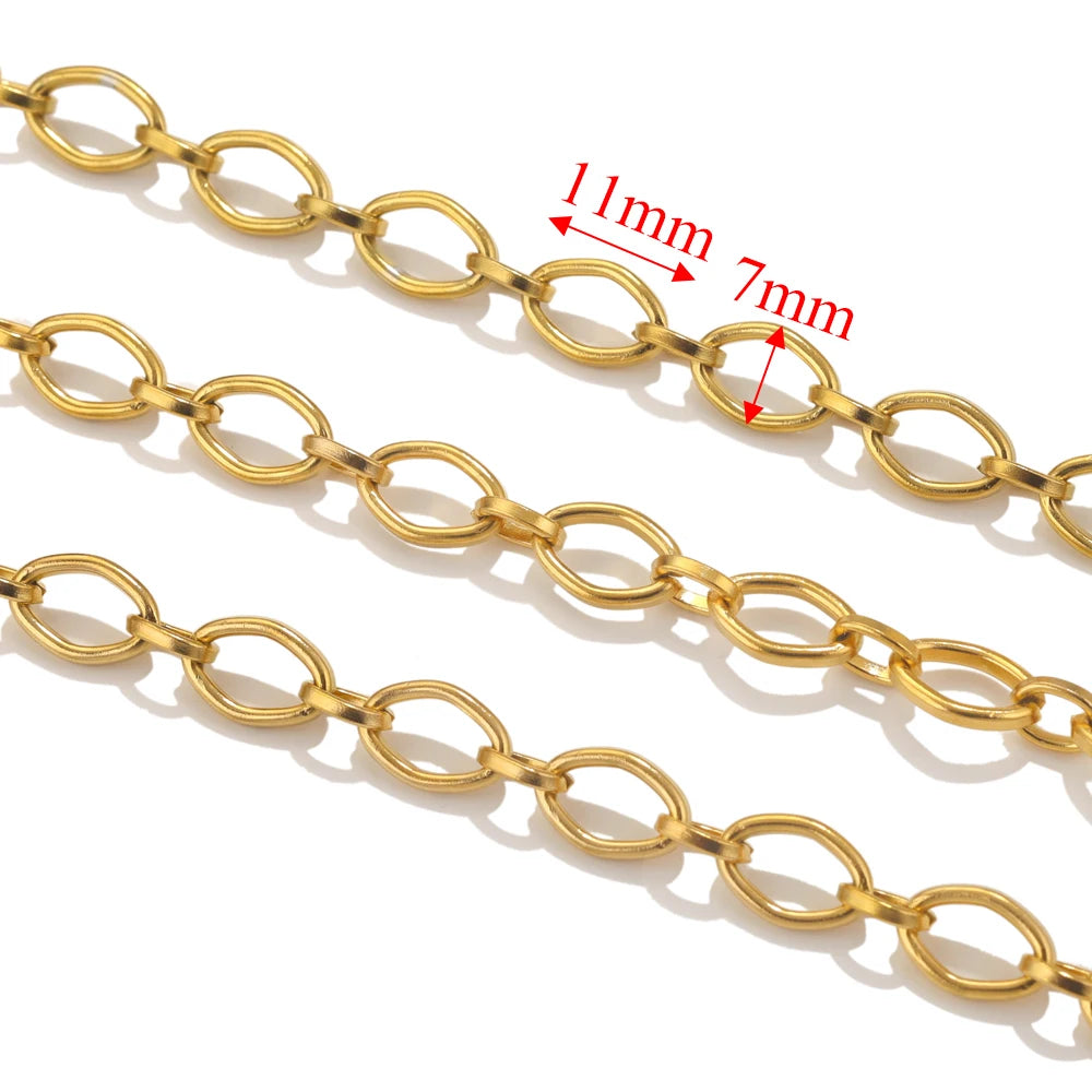 1meter PVD Gold Plated Stainless Steel Thick Large Heavy Chains Necklace Bracelet DIY Jewellery Making Finding
