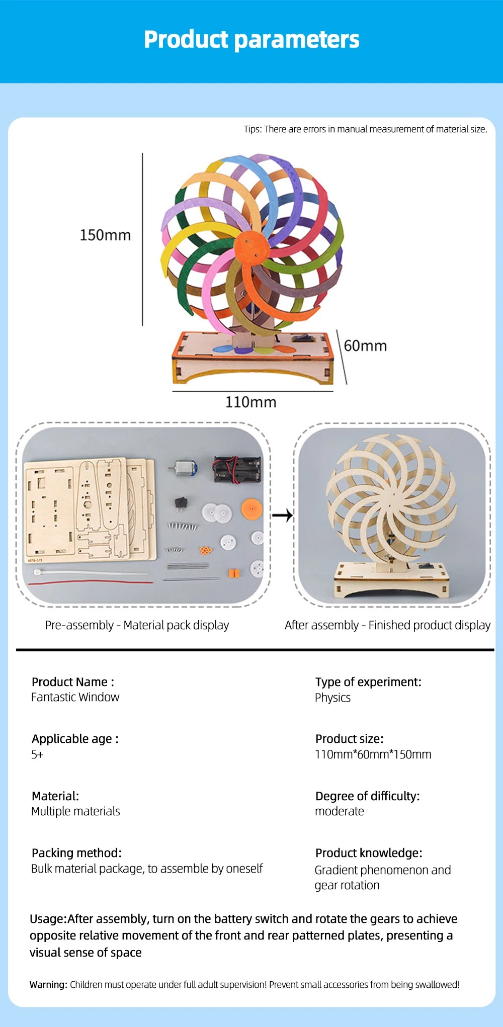 Magic Colour Wheel DIY Science Experiment Kit & Education Model Toy Physics Science Toys For Children