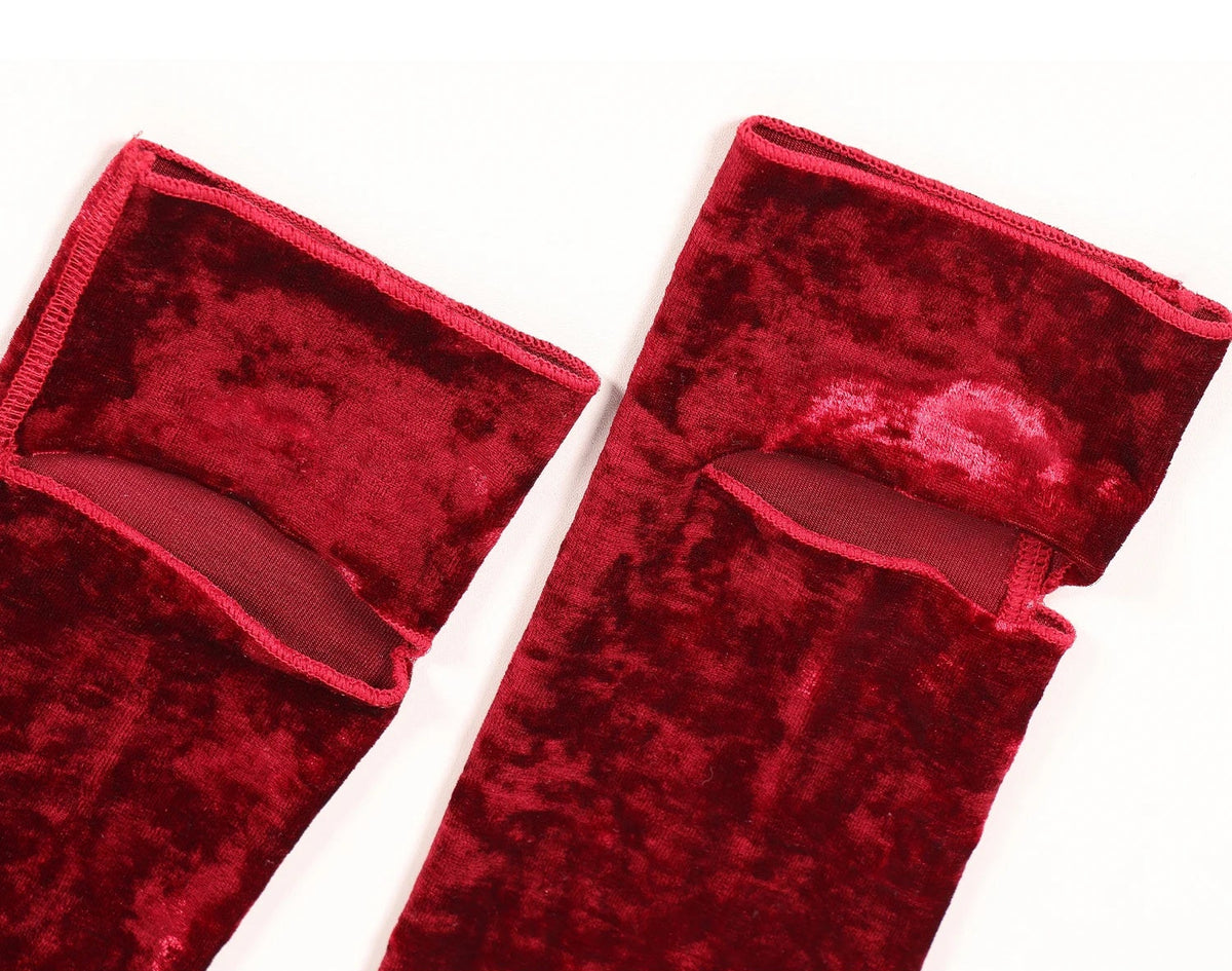 Long Red Velvet Warm Leggings Dance Leg Warmers Ballet Warm Up Socks