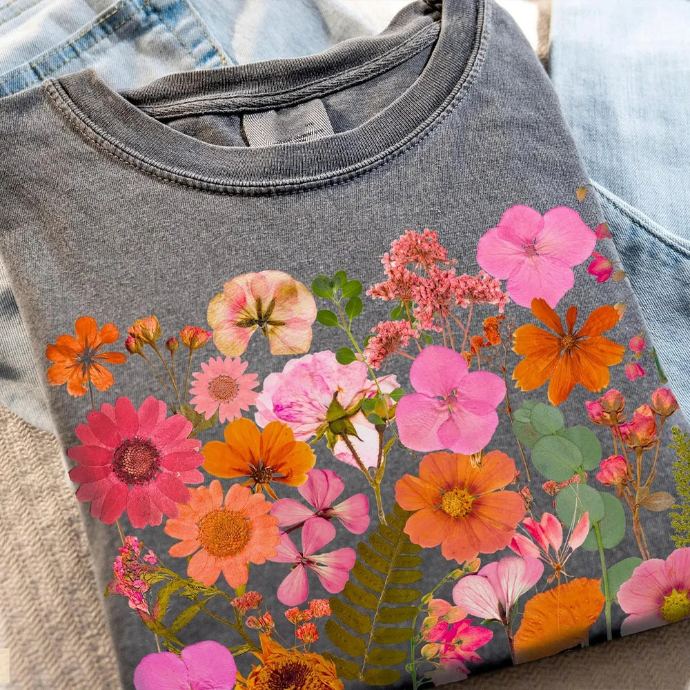 Pressed Flower T-shirt Nature Lover Tee Gardener Gift