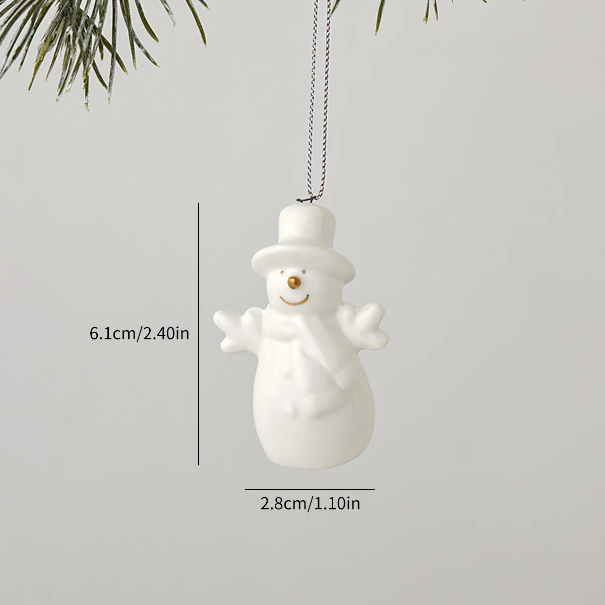 White Ceramic Christmas Tree Ornaments Snowman Reindeer Xmas Hanging Decor