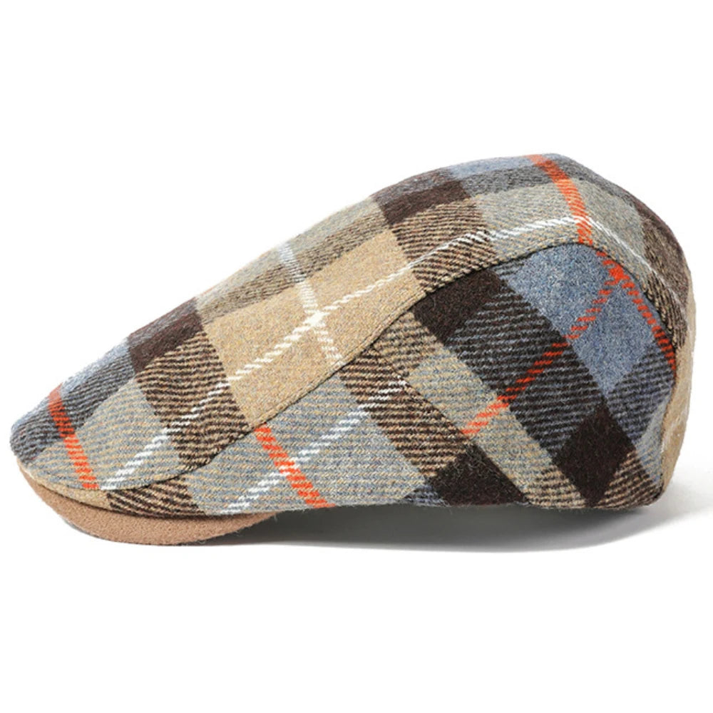 Winter Wool Plaid Cabbie Beret Caps