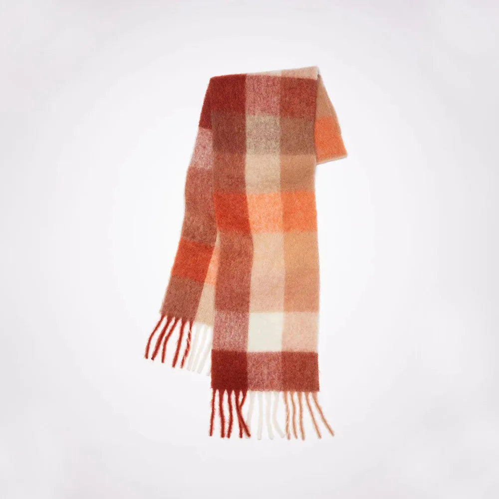 Colour Blocks Autumn Winter Plaid Scarves Imitation Cashmere Mohair