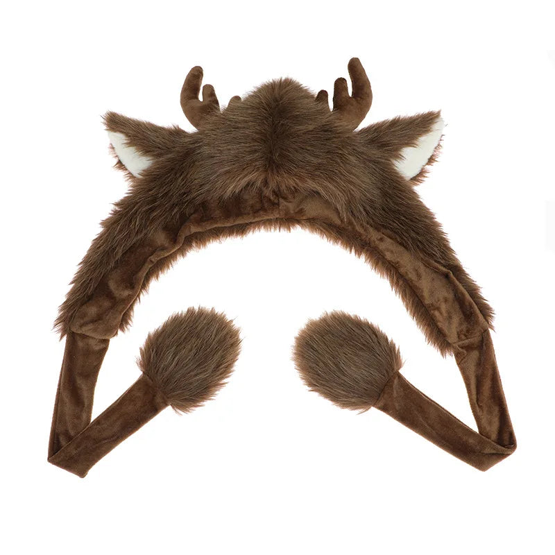Plush Elk Winter Bomber Hat Ear Warmers
