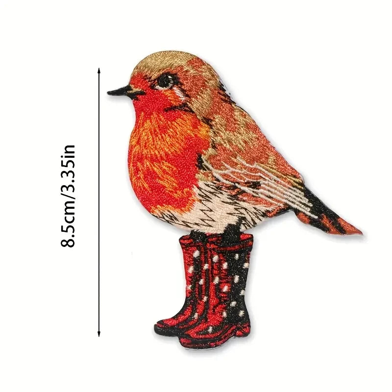 Bird With Boots Embroidered Iron On Patch DIY Craft