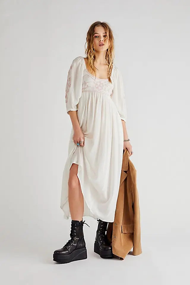 Nerissa's Boho Embroidered Dress