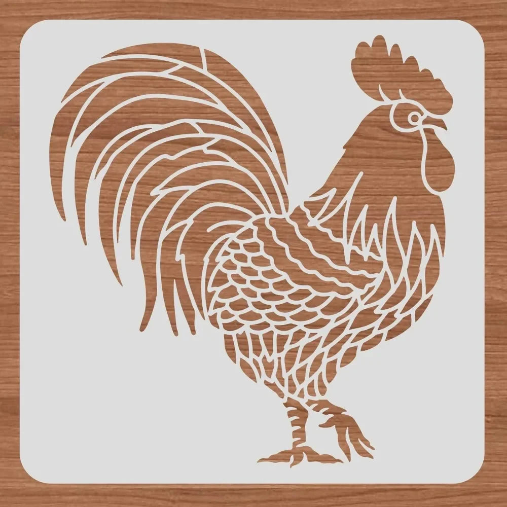 Large Rooster Plastic Painting Stencils 12x12inch