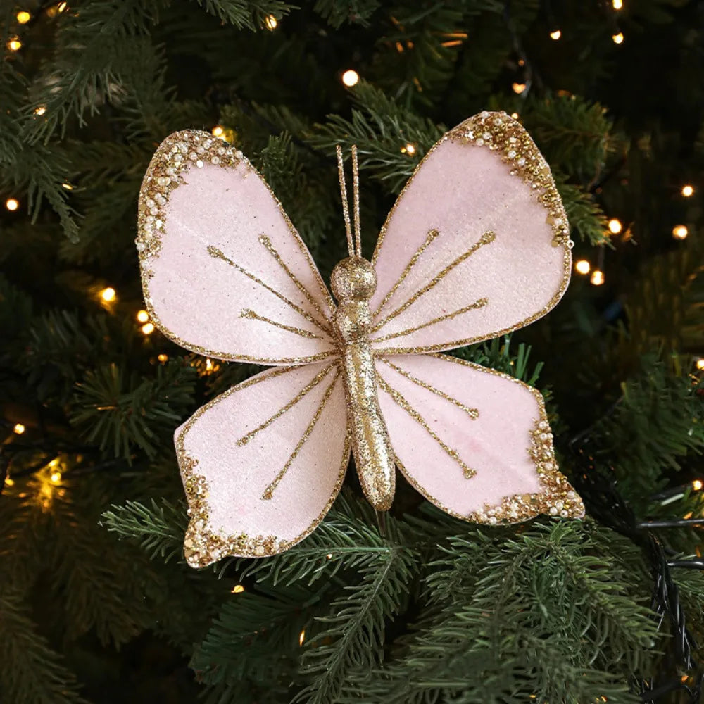 Sparkling Christmas Butterfly Pendant Glitter with Clip Xmas Tree Decoration