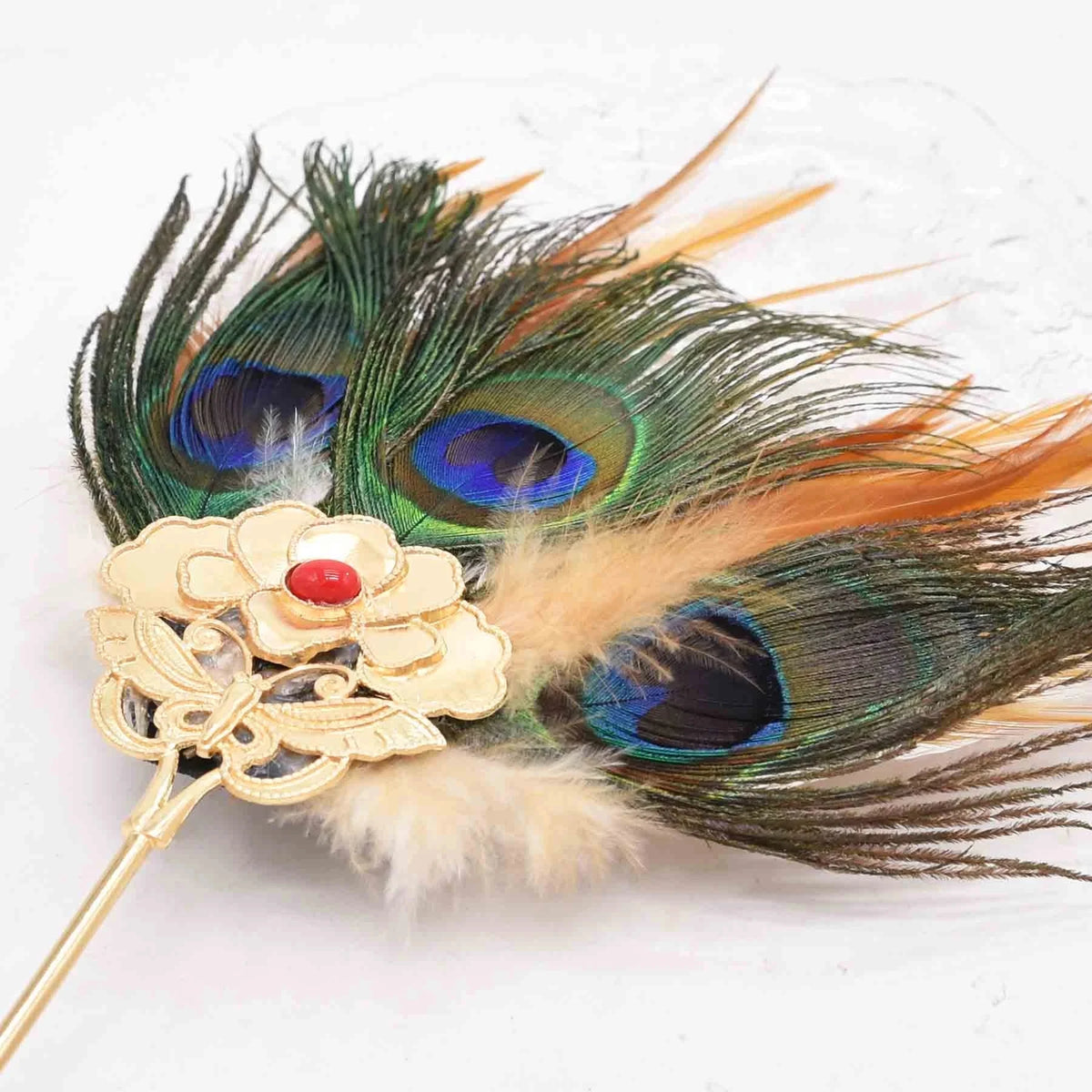 Peacock Feather Hairpins