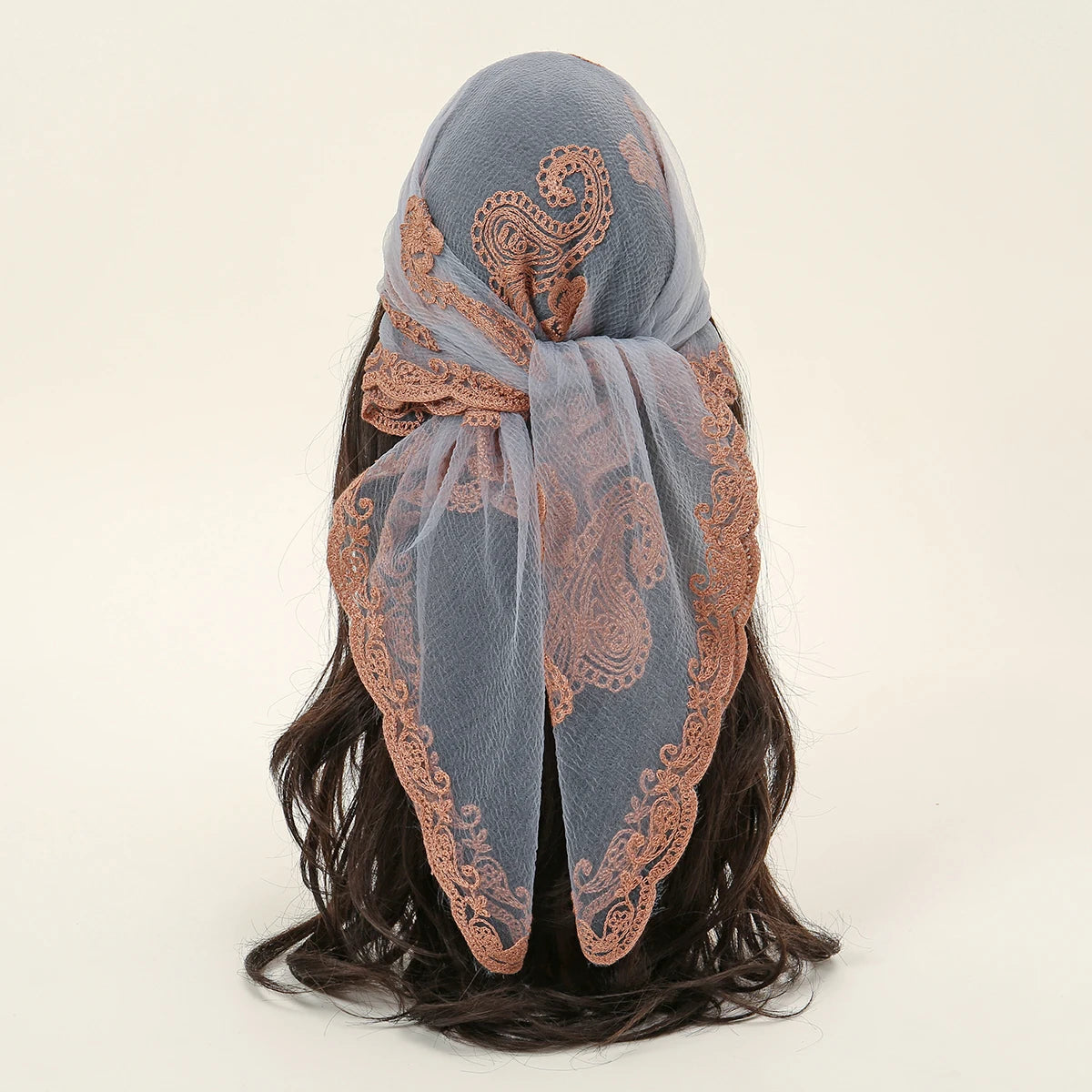 Lace Paisley Embroidered Square Bandana Scarf 23 Colours