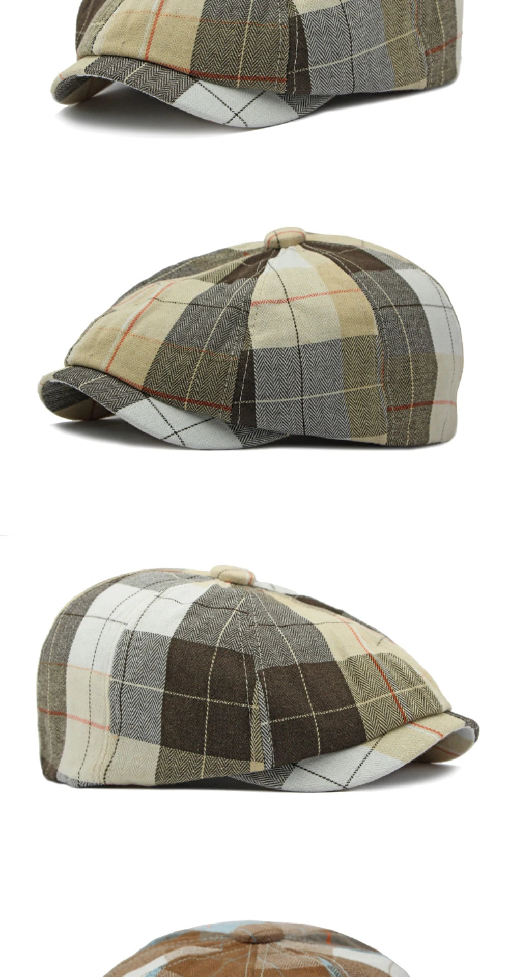 Plaid Newspaper Boy Beret Caps
